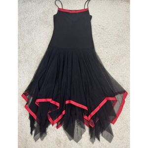 VTG Yves Y2K Spaghetti Strap Fairy Handkerchief Hem Dress Whimsigoth SzL  Witchy